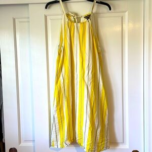 Tommy Bahama Dress Womens Yellow Striped Linen Pockets Lined Beachy Resort, XS